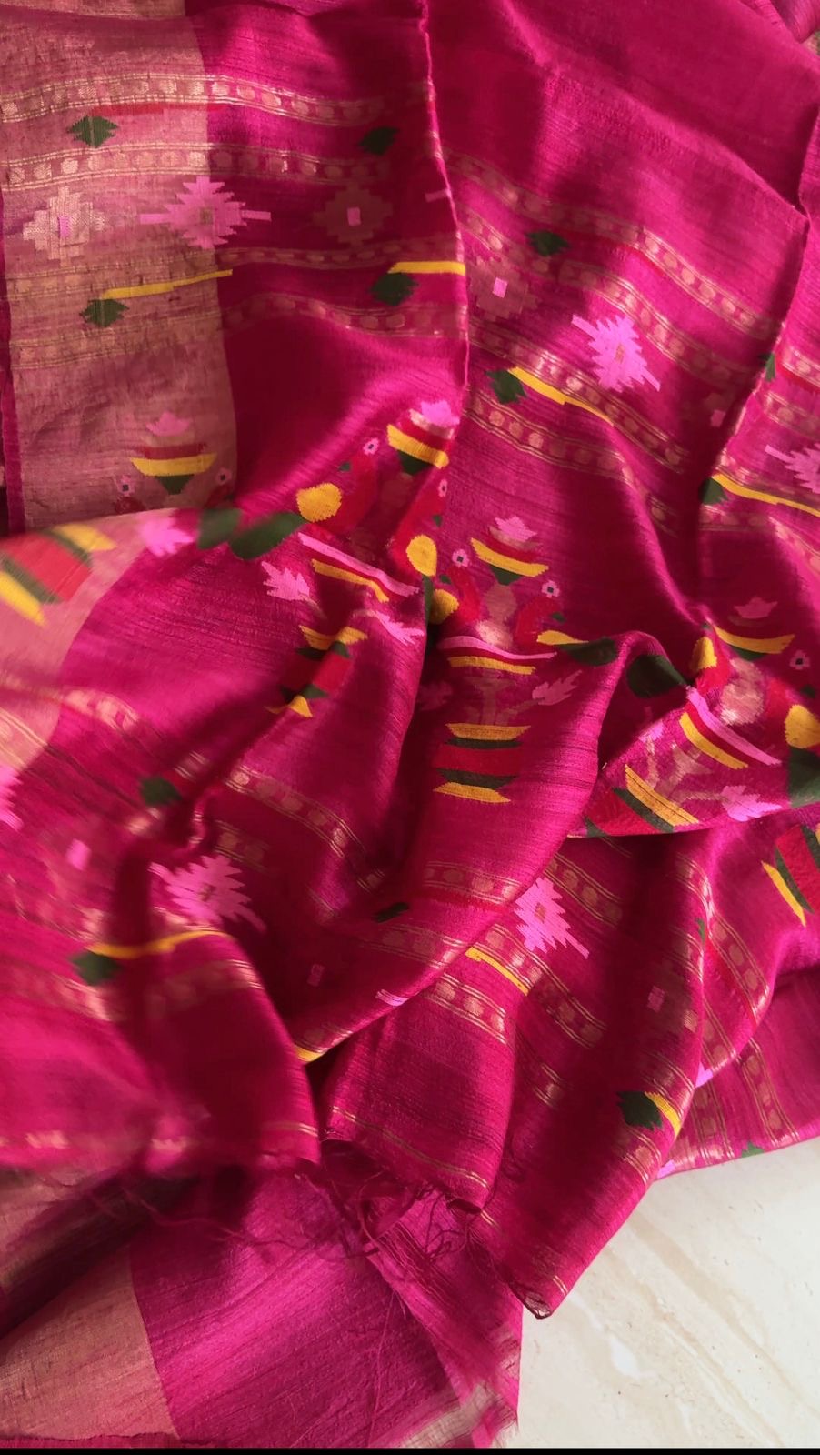 Premium Pure Matka Silk Jamdani Saree