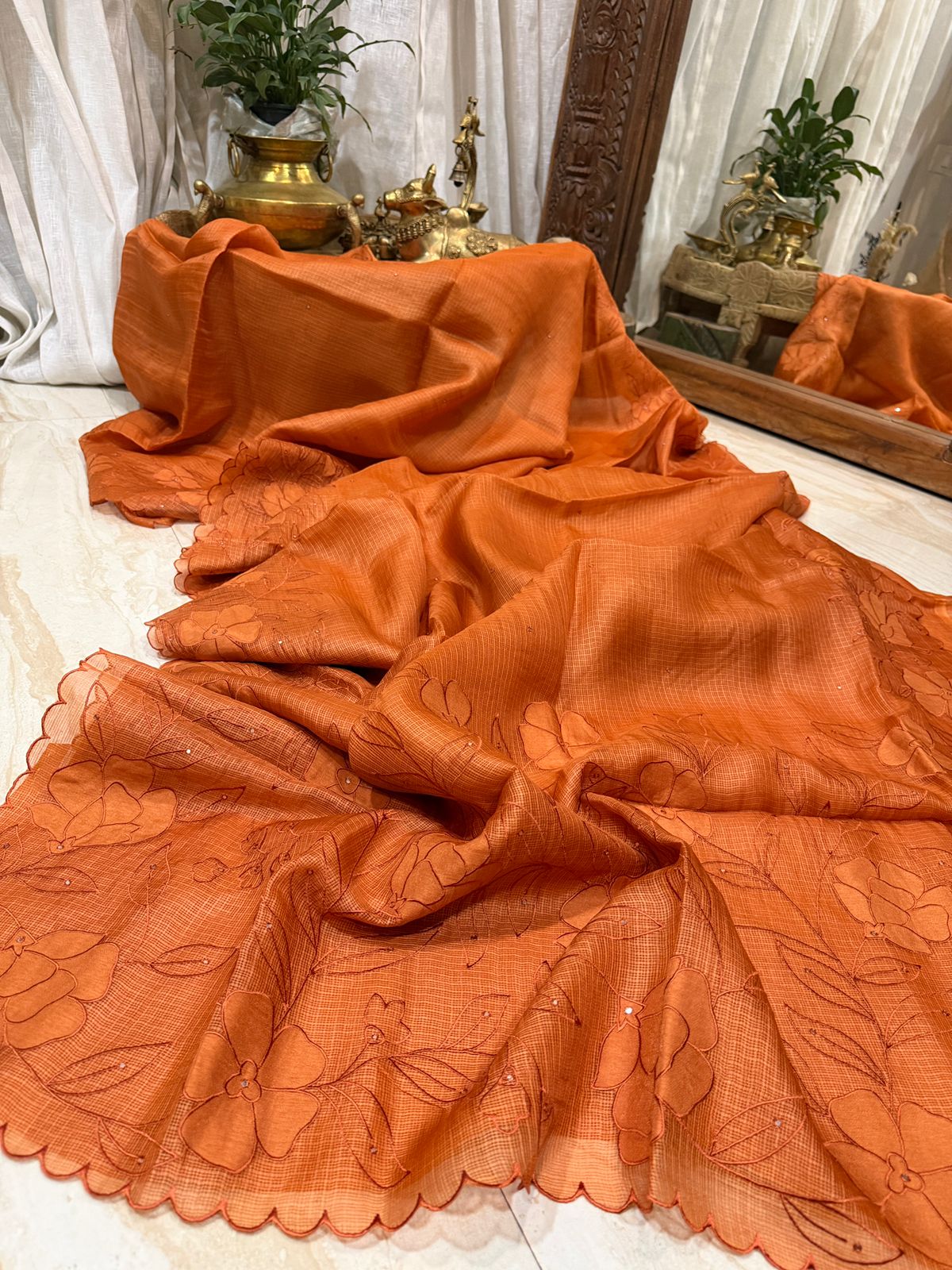 Tussar Kota Saree with Appliqué & Embroidery Border