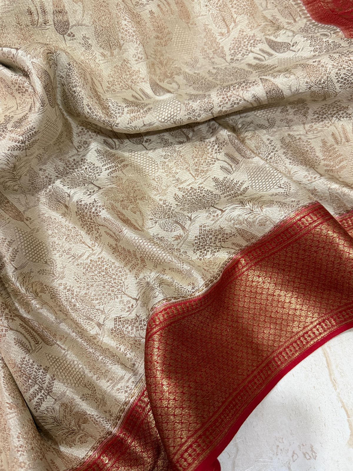 Pure Mysore Brocade Crepe Silk Saree With Antiq Zari Weave