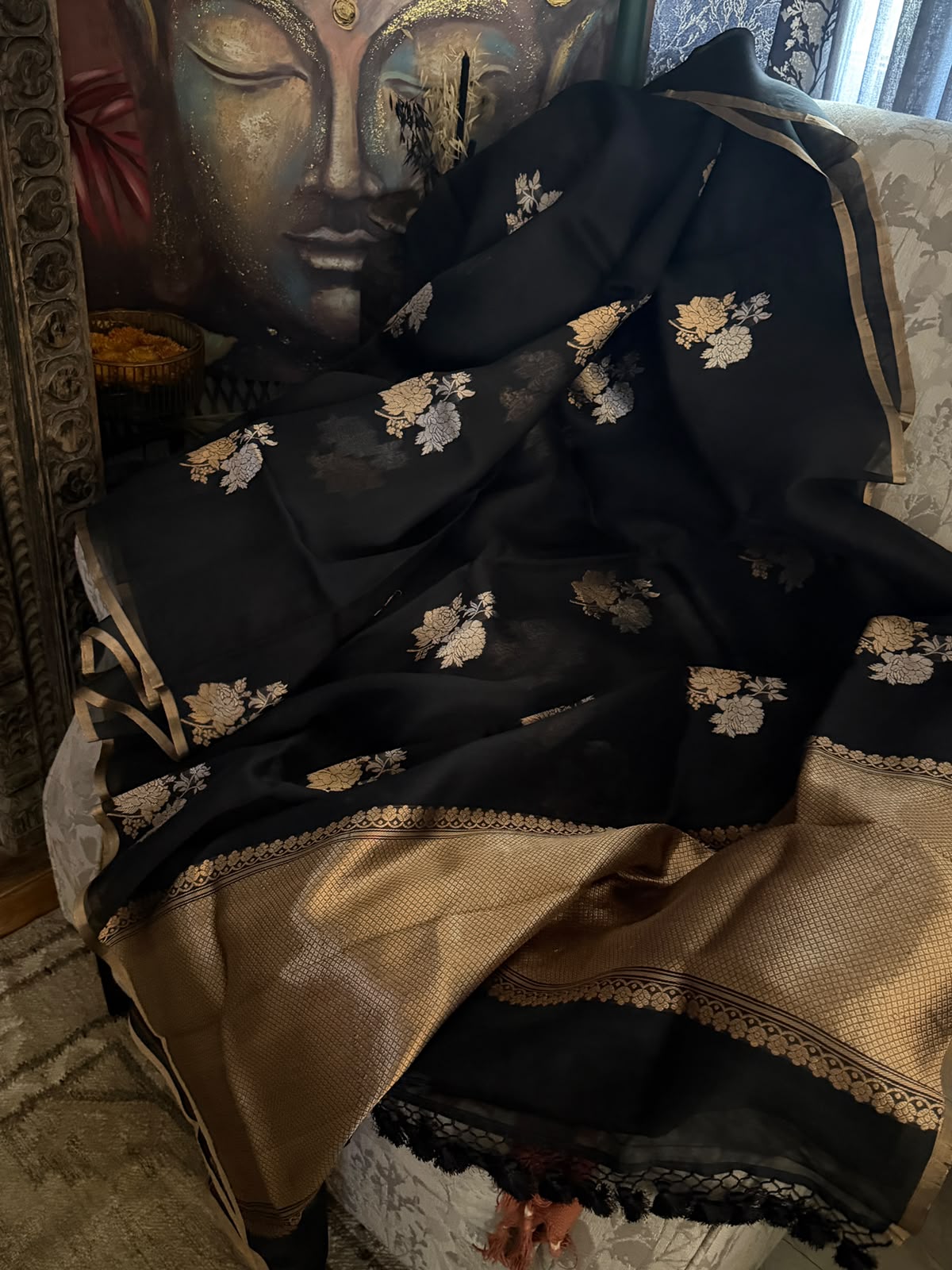 Pure Handloom Kora Banarasi Sona Rupa Zari Weave