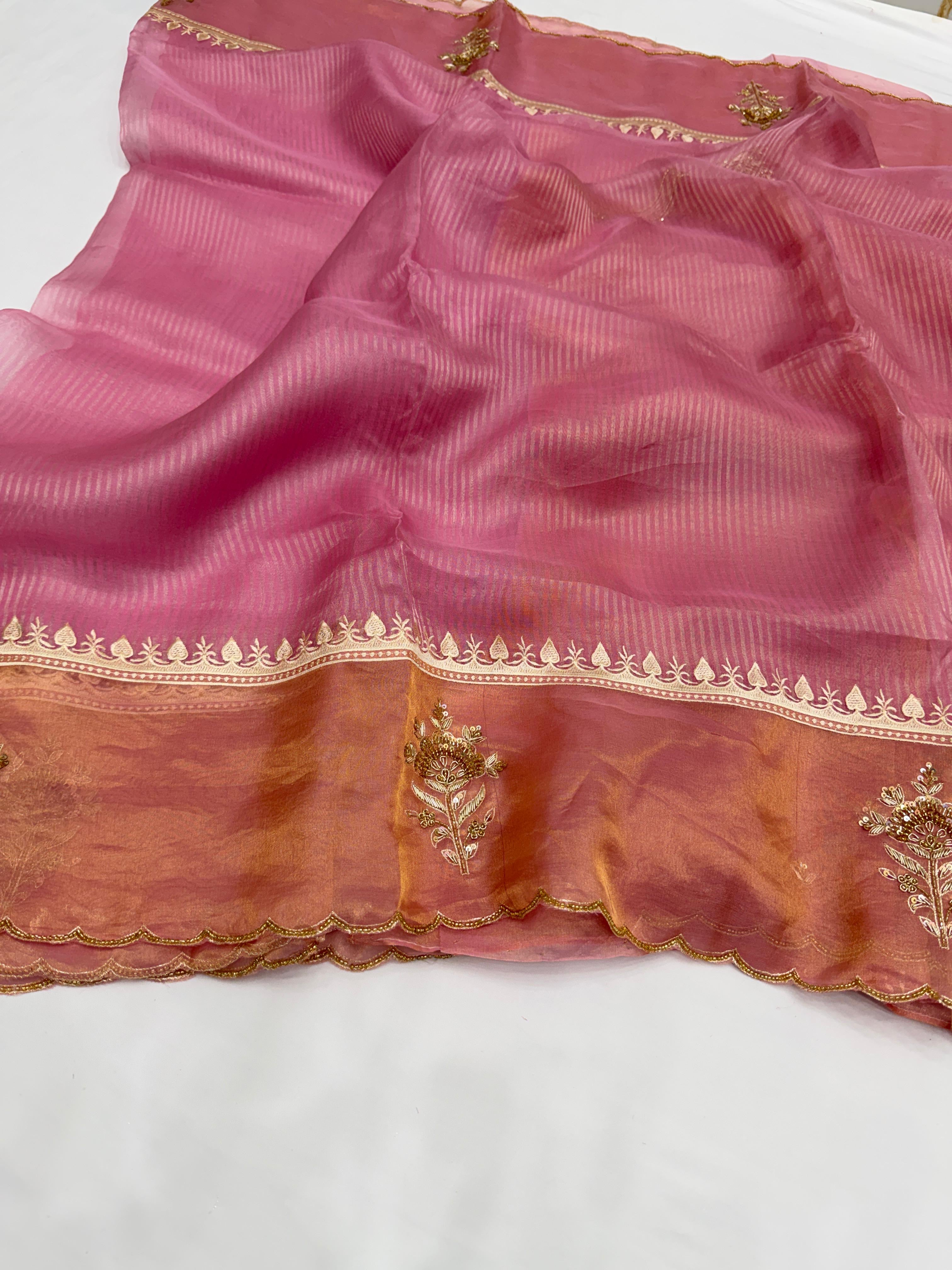 Designer Banarasi Soft Tissue Silk Saree with Rich Zardozi Work
