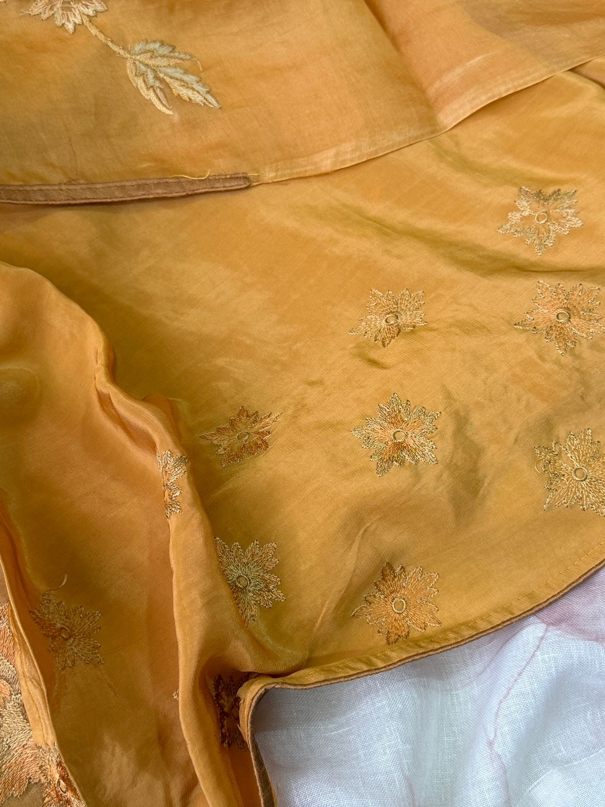 Pure Organza Saree With Machine Embroidery All Over