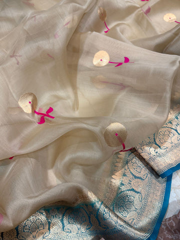 Pure Handloom Kora Banarasi Saree