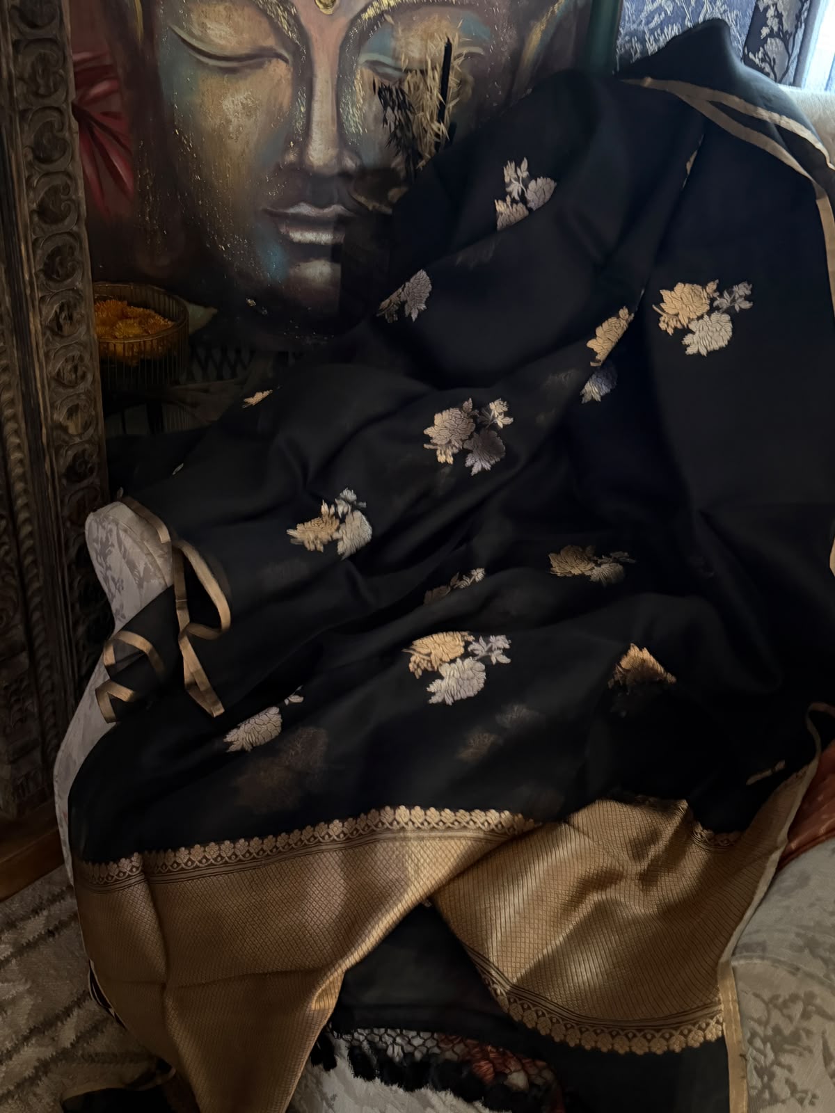 Pure Handloom Kora Banarasi Sona Rupa Zari Weave
