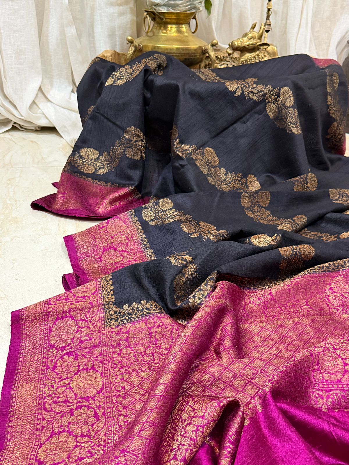Raw Silk Leheriya Weave Banarasi Saree