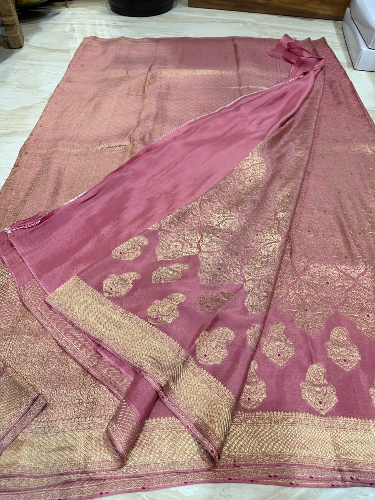 Pure Mysore Brocade Crepe Silk Saree With Zari Weave