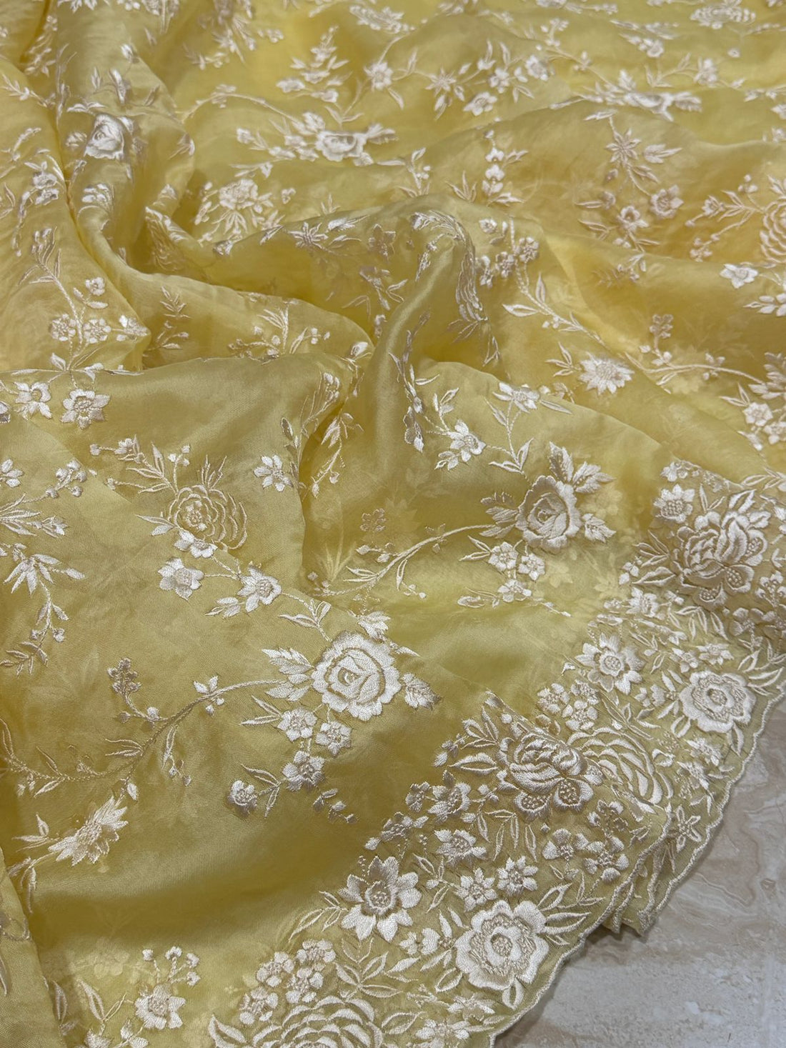 Pure Organza Saree with Parsi Gara Machine Embroidery