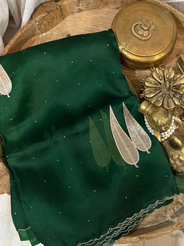 Pure Organza Elegance with Pita Leaf Motifs