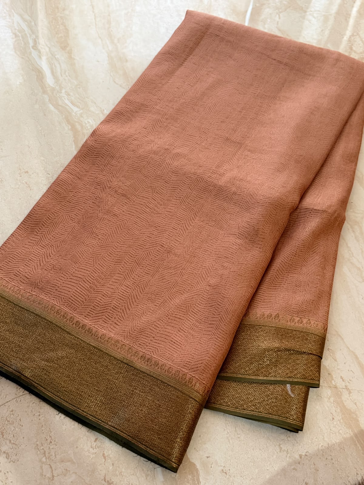 Pure Mysore Brocade Crepe Silk With Antiq Zari Weave