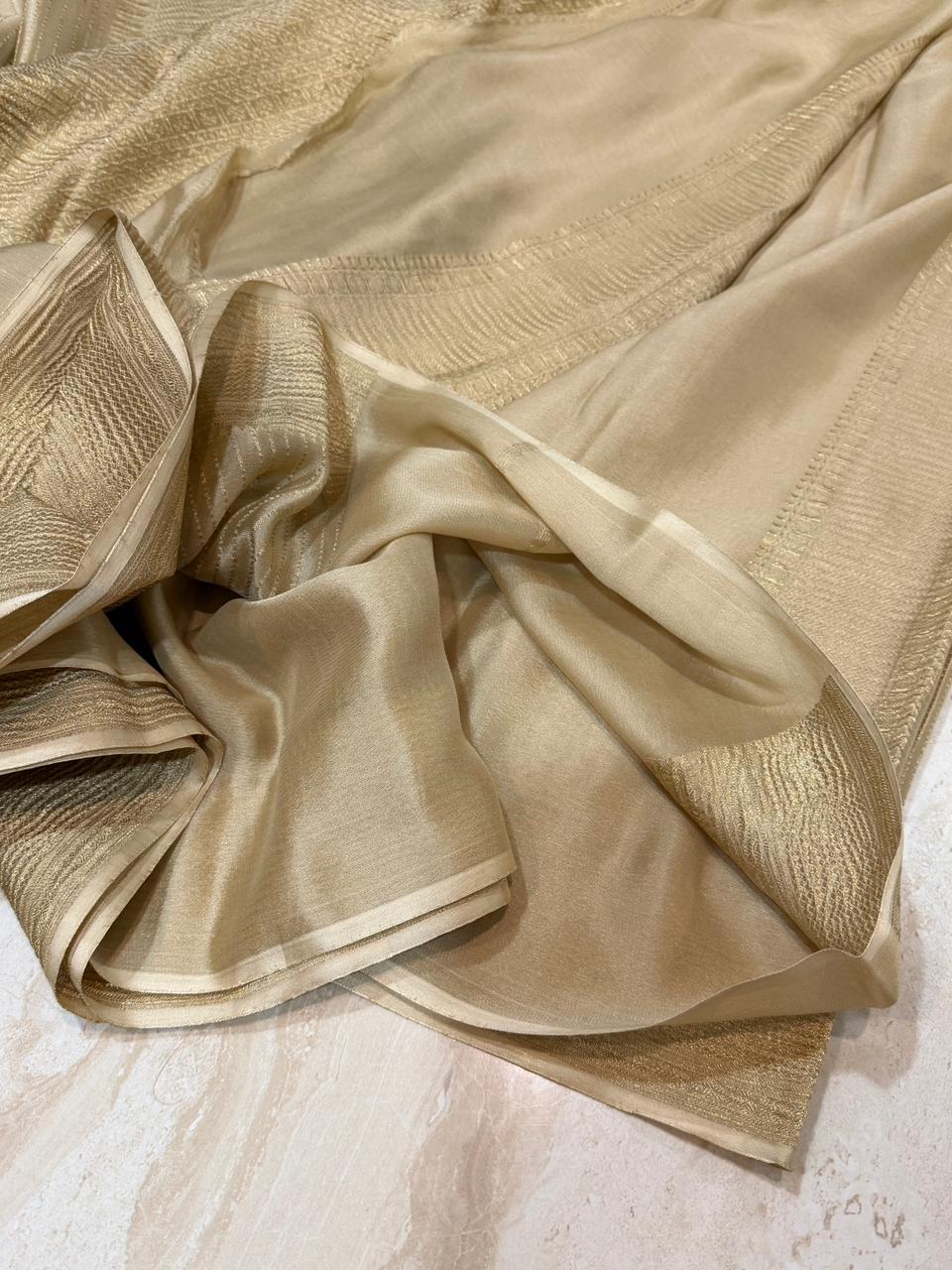 Pure Mysore Brocade Crush Zari Weave Crepe Silk Saree