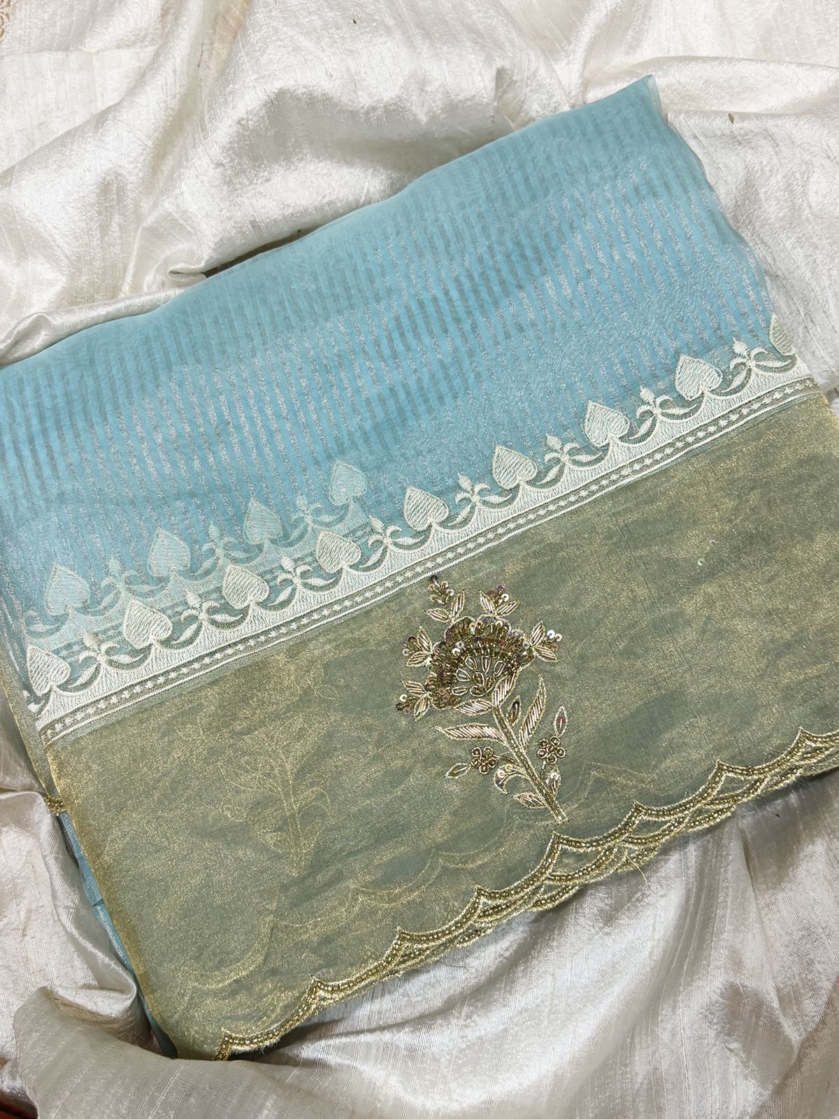 Designer Banarasi Soft Tissue Silk Saree with Rich Zardozi Work