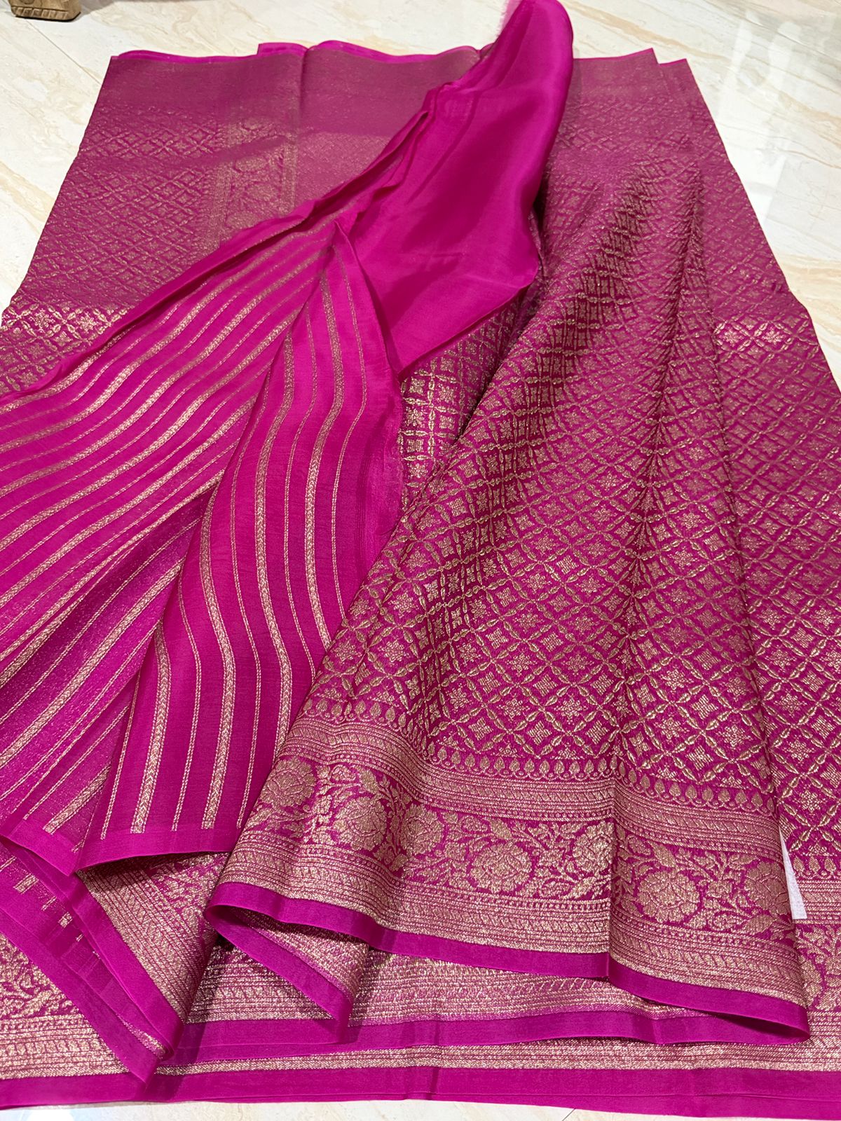 Pure Handloom Kora Brocade Banarasi Saree