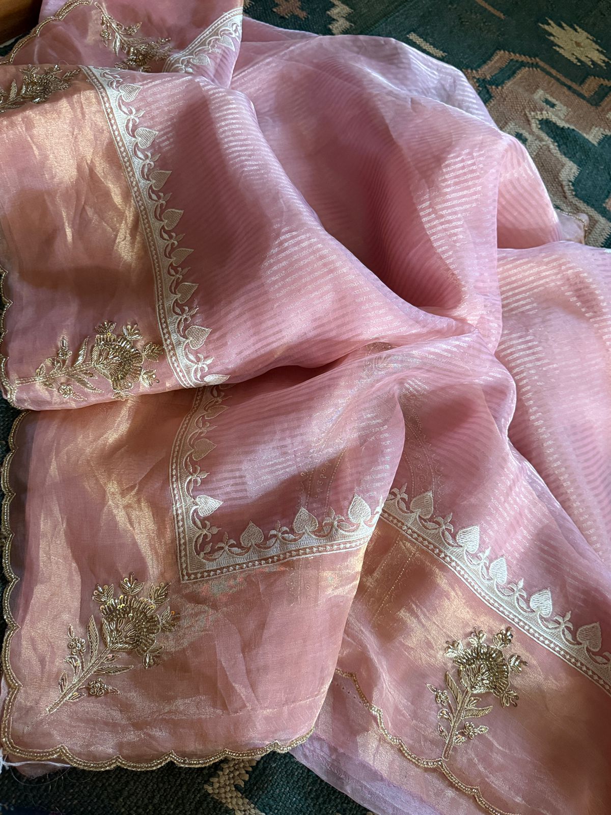 Designer Banarasi Soft Tissue Silk Saree with Rich Zardozi Work