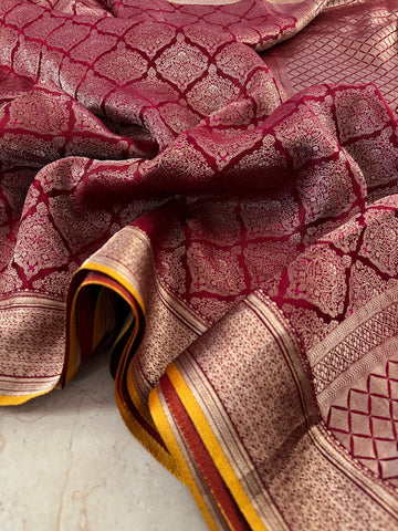 Pure Mysore Brocade Crepe Silk Saree With Meenakari