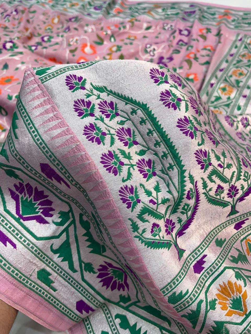 Tussar Georgette Handloom Banarasi Saree - Meenakari