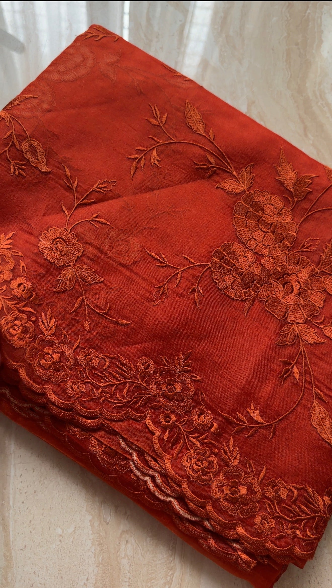 Pure Organza Silk Saree With Machine Embroidery All Over