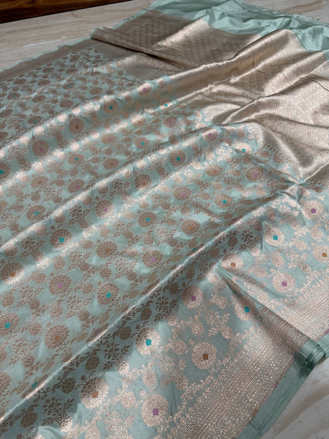 Pure Handloom Katan Banarasi Meenakari Weave