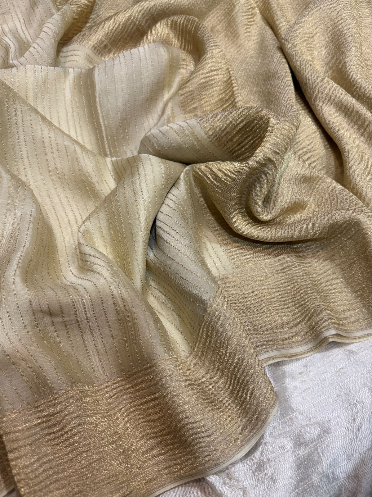 Pure Mysore Brocade Crush Zari Weave Crepe Silk Saree