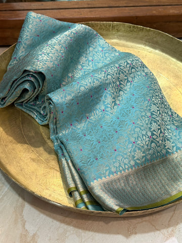 Mysore Brocade Crepe Silk Saree With Meenakari Weave