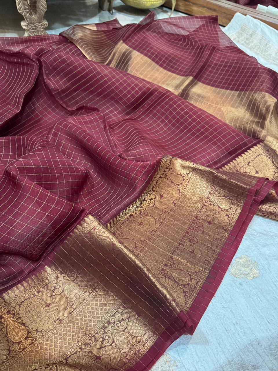 Pure Handloom Kora Banarasi Saree