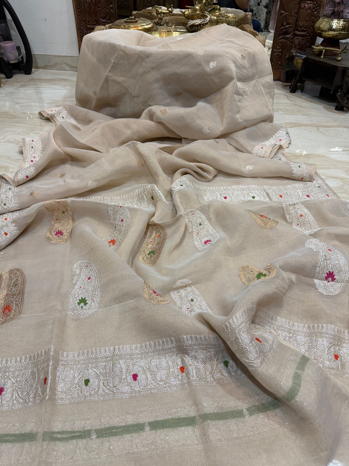 PURE BANARASI CHIFFON TISSUE SILK SAREE