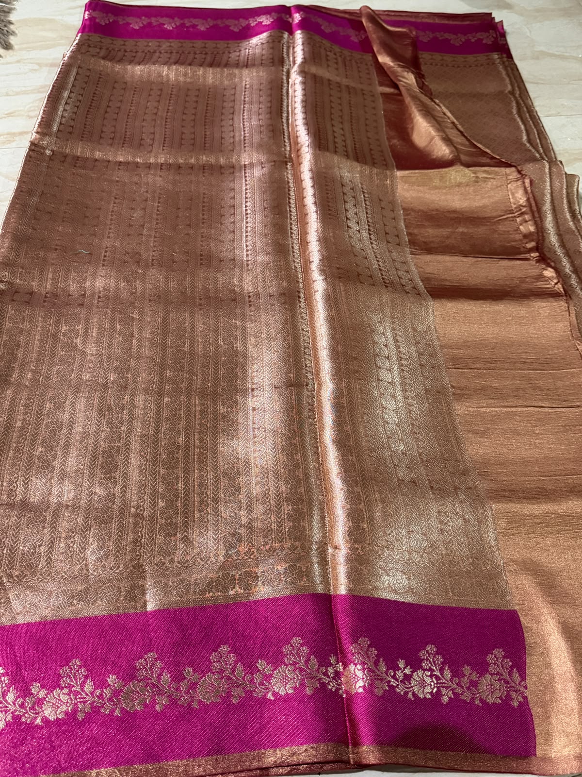 Banarasi Soft Brocade Tissue Silk Saree With Satin Patta Border