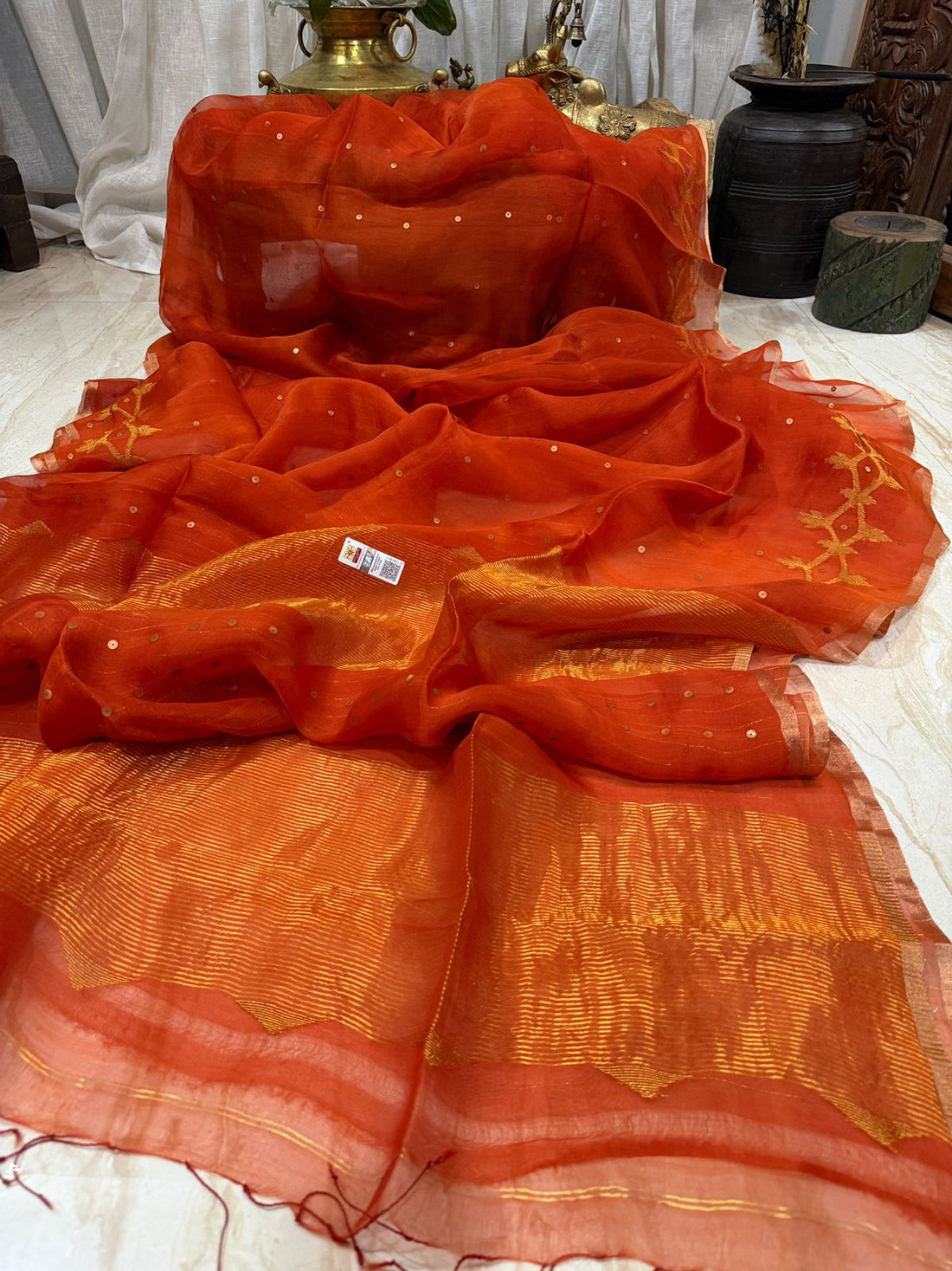 Pure Resham Silk Saree With Jamdani Weave