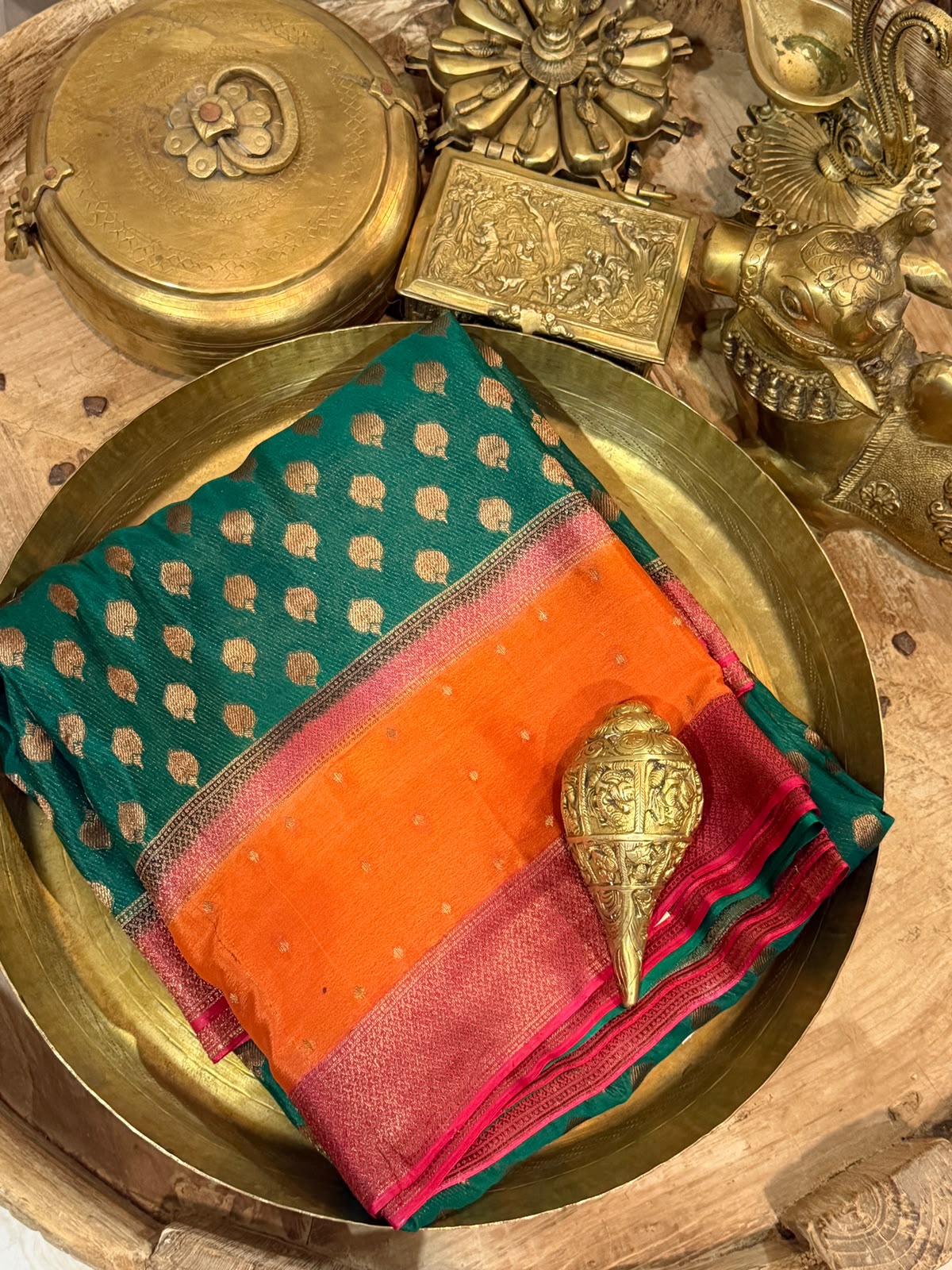 Mysore Brocade Crepe Silk Saree With 3D Dye