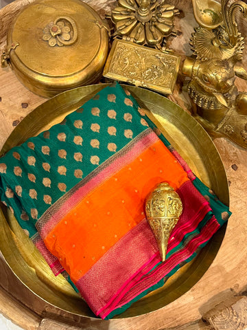 Mysore Brocade Crepe Silk Saree With 3D Dye