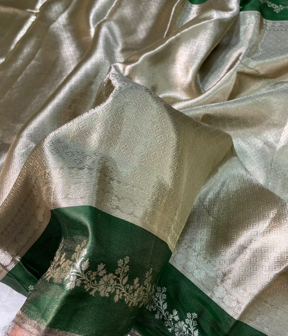 Banarasi Soft Brocade Tissue Silk Saree With Satin Patta Border