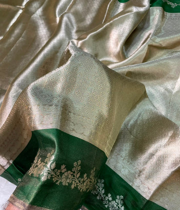Banarasi Soft Brocade Tissue Silk Saree With Satin Patta Border