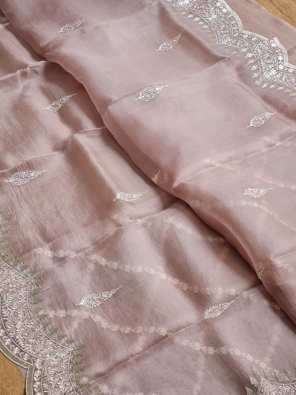 Pure Organza Saree with Scallop Border