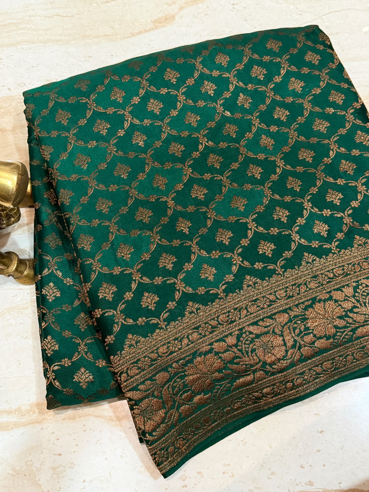 Pure Mysore Brocade Crepe Silk Saree With Antiq Zari Weave