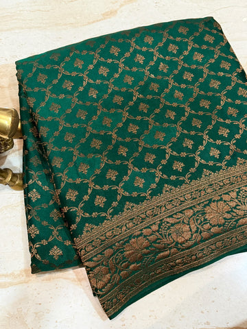 Pure Mysore Brocade Crepe Silk Saree With Antiq Zari Weave
