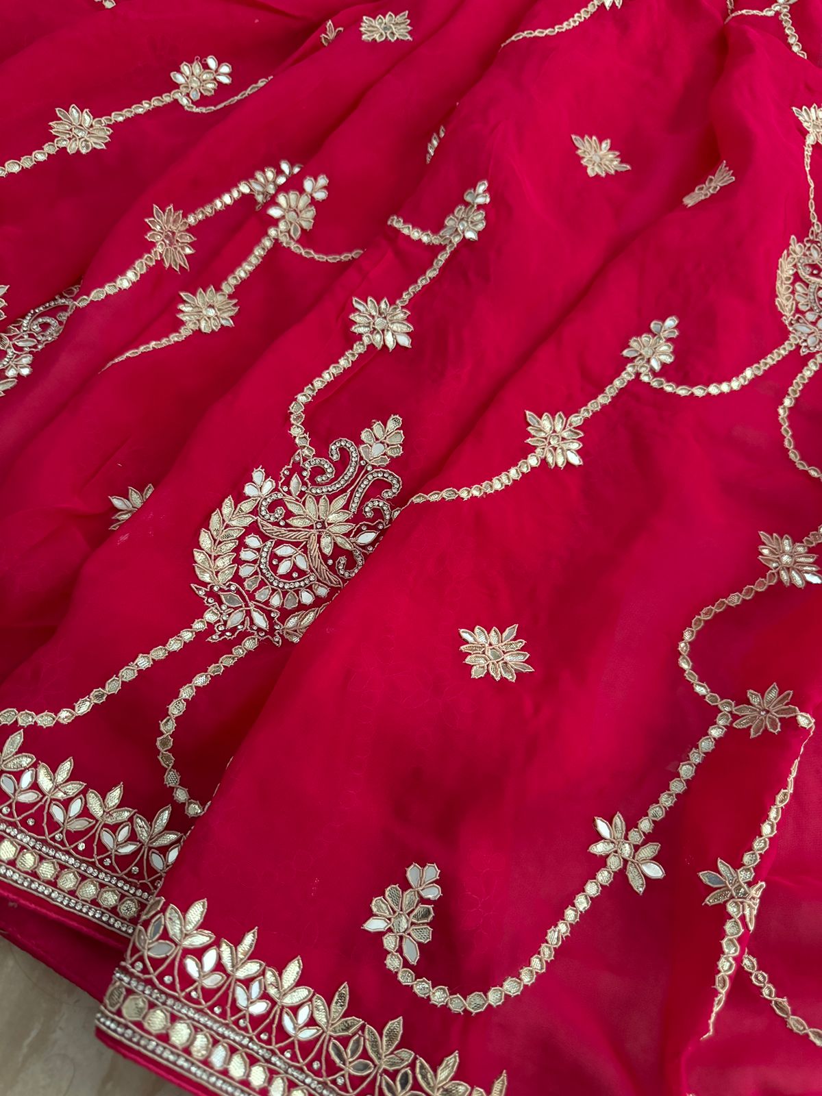 Designer Organza Saree with Gotta Patti Embroidery
