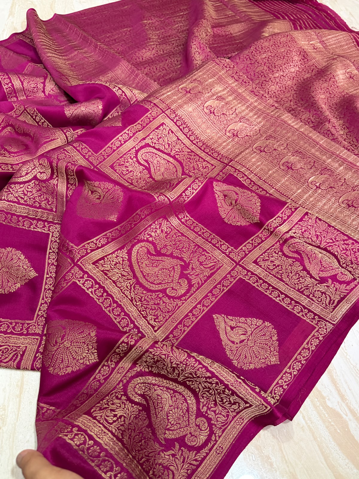 Borderless Mysore Crepe Silk Saree