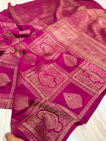 Borderless Mysore Crepe Silk Saree