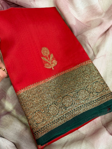 Pure Handloom Kora Banarasi Saree
