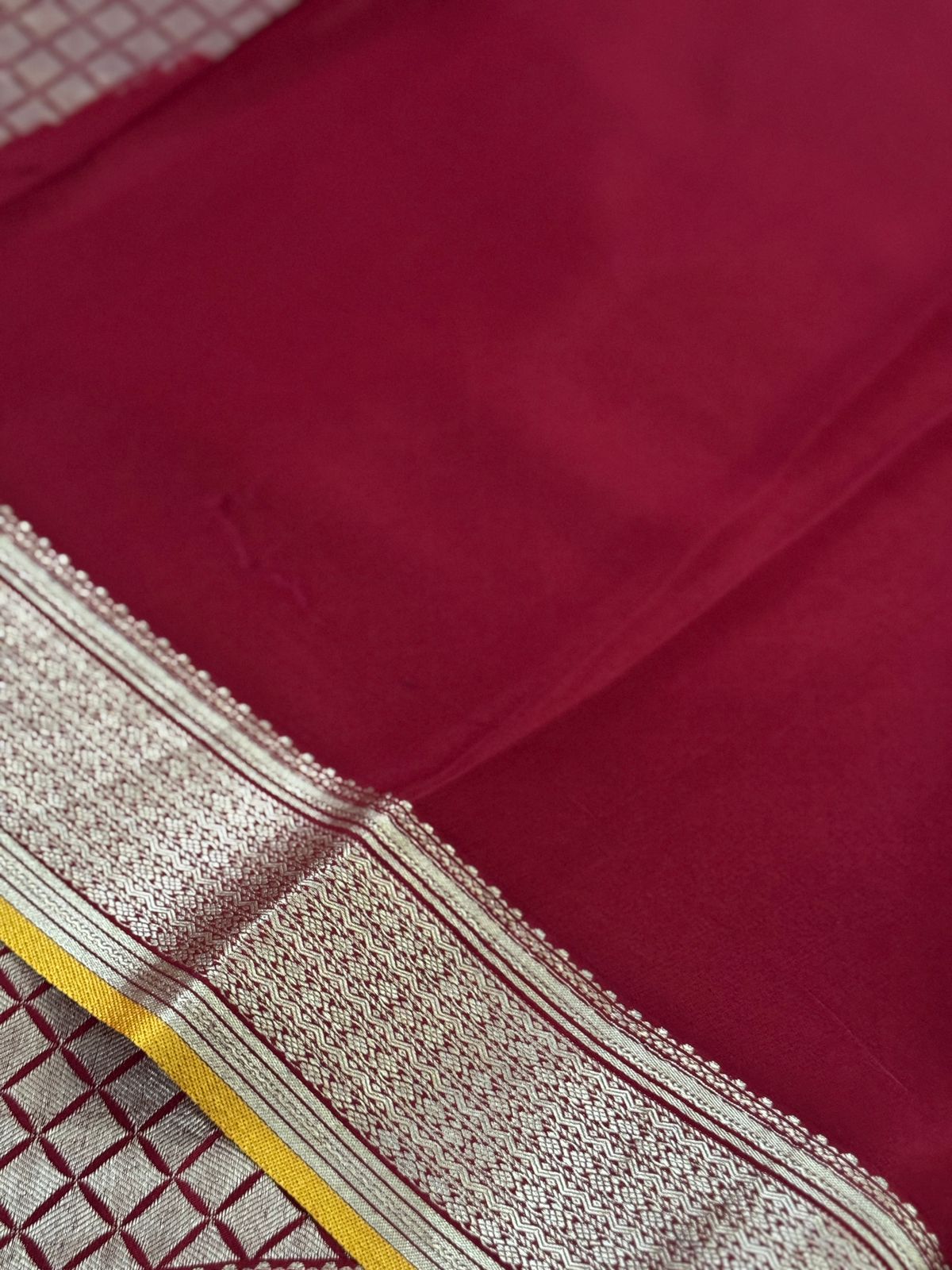 Pure Mysore Brocade Crepe Silk Saree With Meenakari