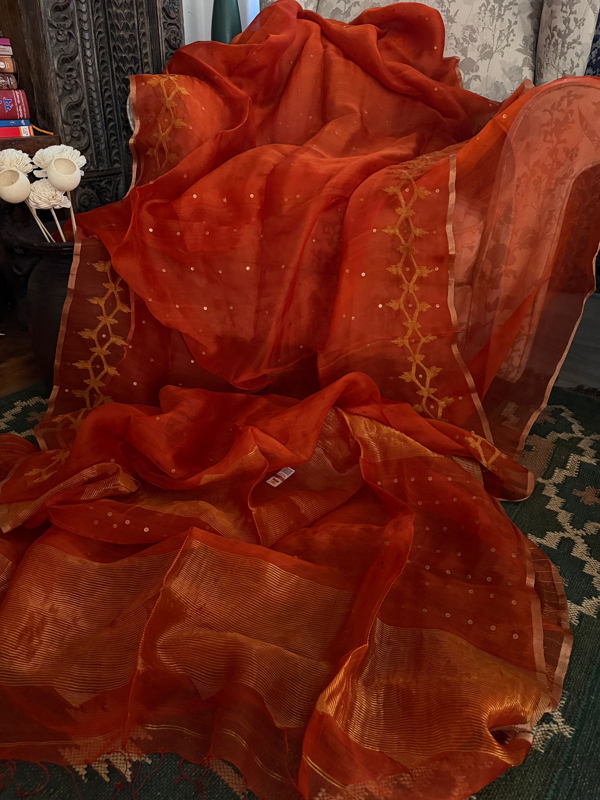 Pure Resham Silk Saree With Jamdani Weave