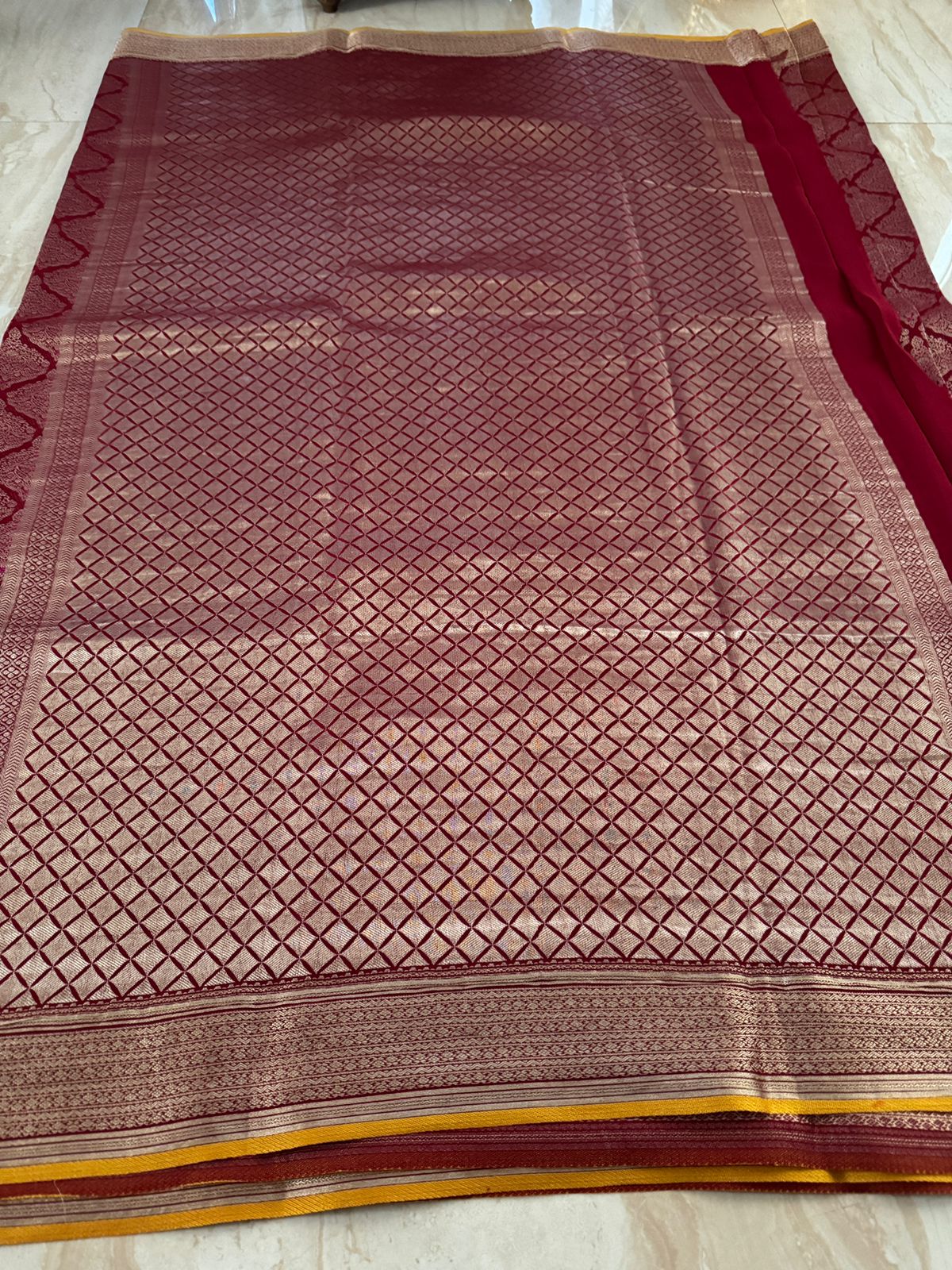 Pure Mysore Brocade Crepe Silk Saree With Meenakari