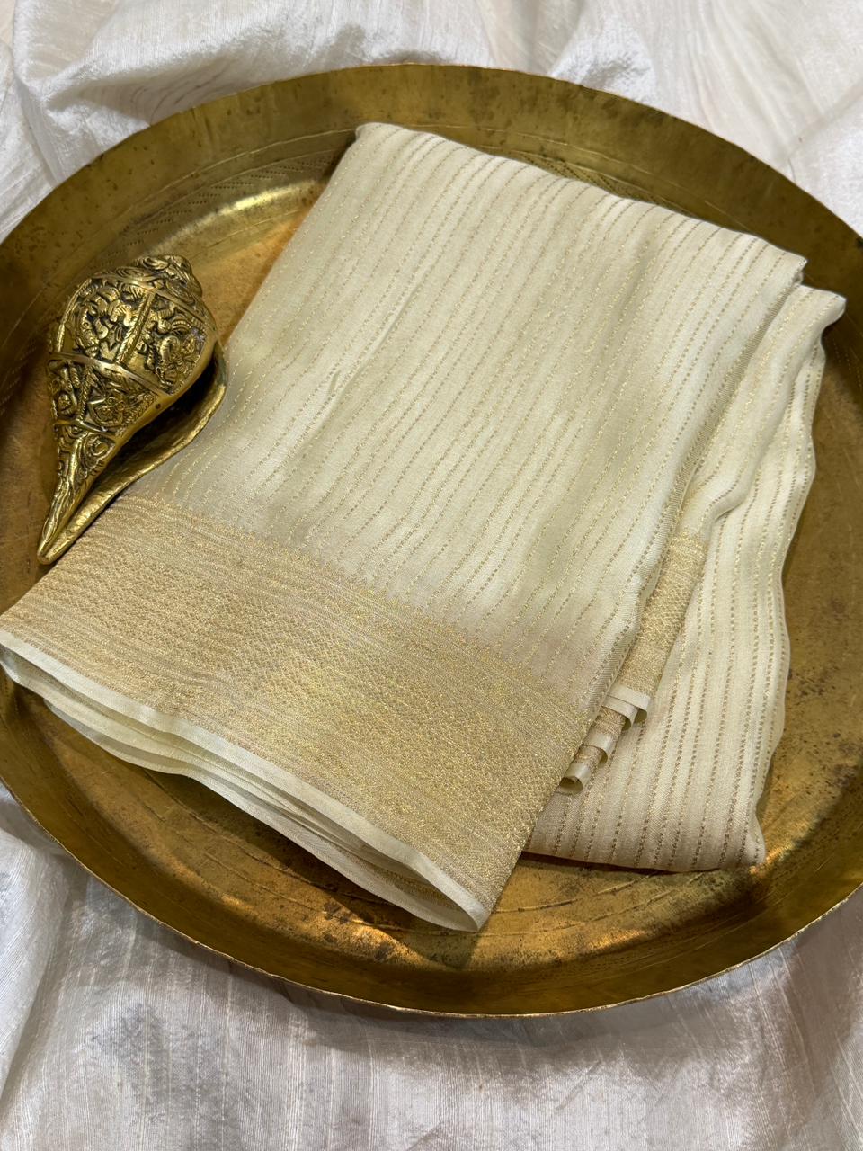 Pure Mysore Brocade Crush Zari Weave Crepe Silk Saree