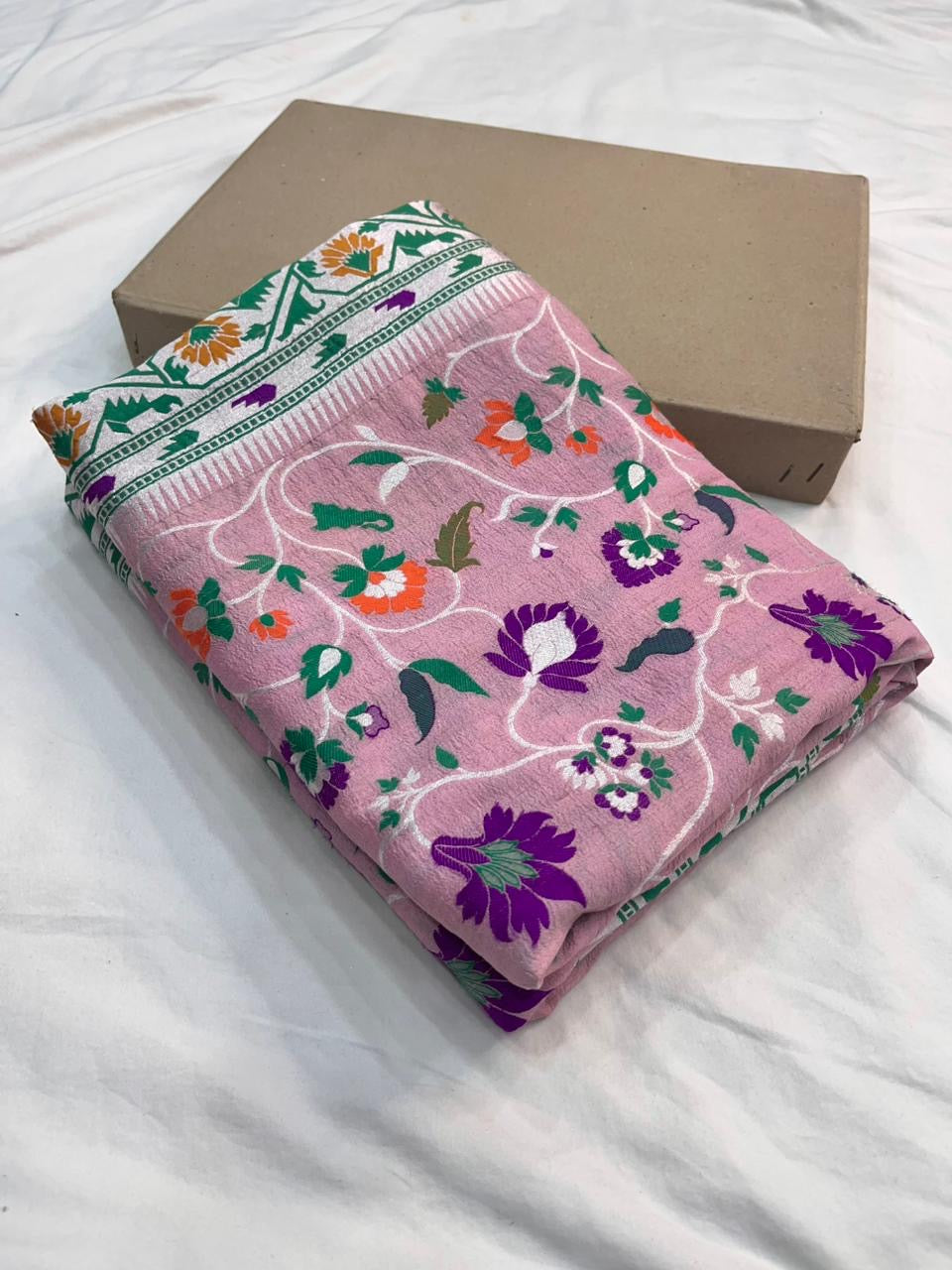 Tussar Georgette Handloom Banarasi Saree - Meenakari