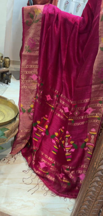 Premium Pure Matka Silk Jamdani Saree