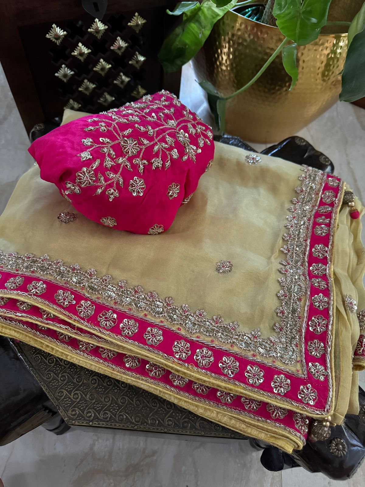 Designer Soft Tissue Silk  Zardozi Embroidery Saree