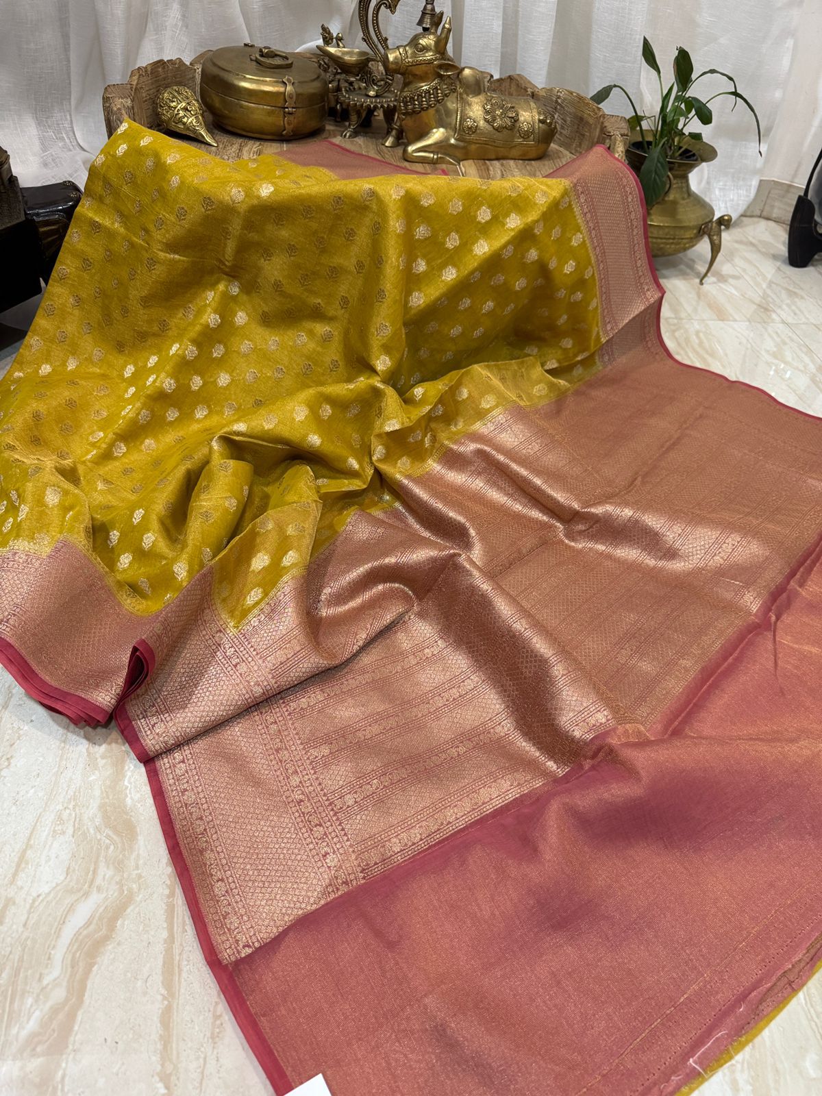 Banarasi Chanderi Soft Tissue Silk Saree with Zari Weave