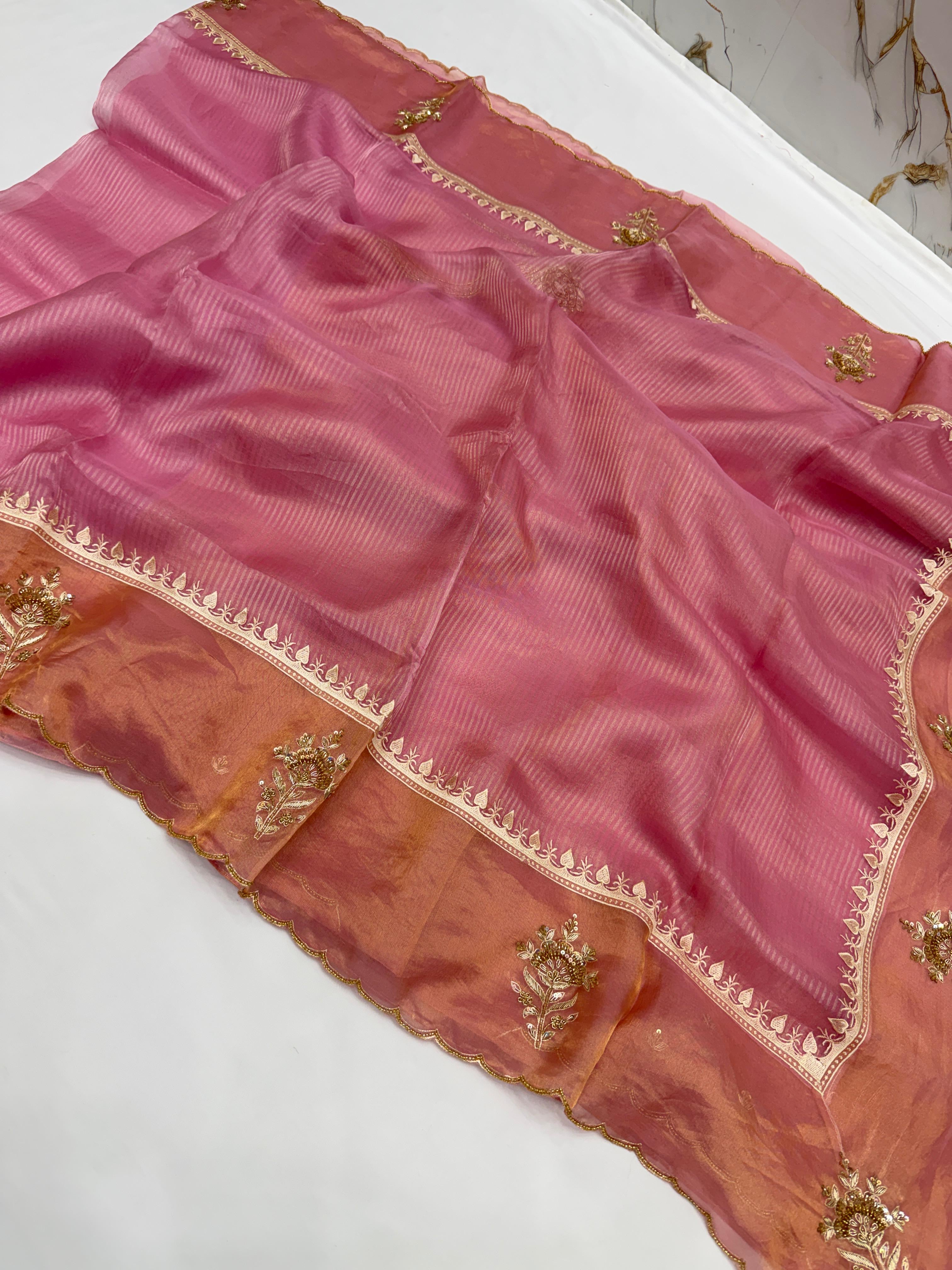 Designer Banarasi Soft Tissue Silk Saree with Rich Zardozi Work