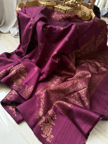 Beautiful Shade Of Dupion Raw Silk Banarasi Saree with Zari Weave All Over