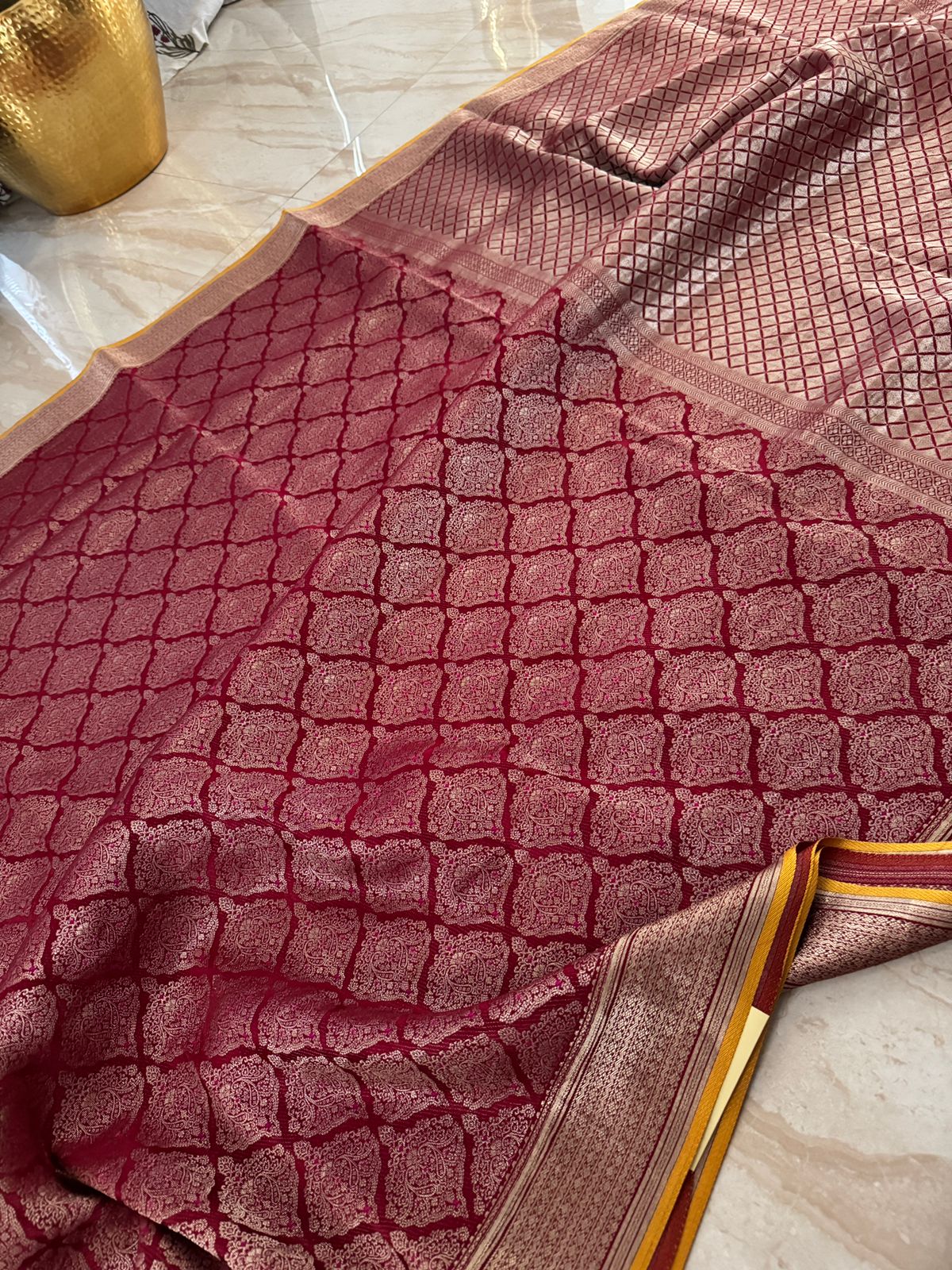 Pure Mysore Brocade Crepe Silk Saree With Meenakari