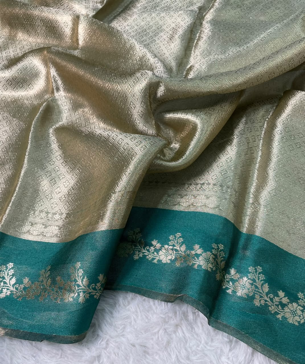 Banarasi Soft Brocade Tissue Silk Saree With Satin Patta Border